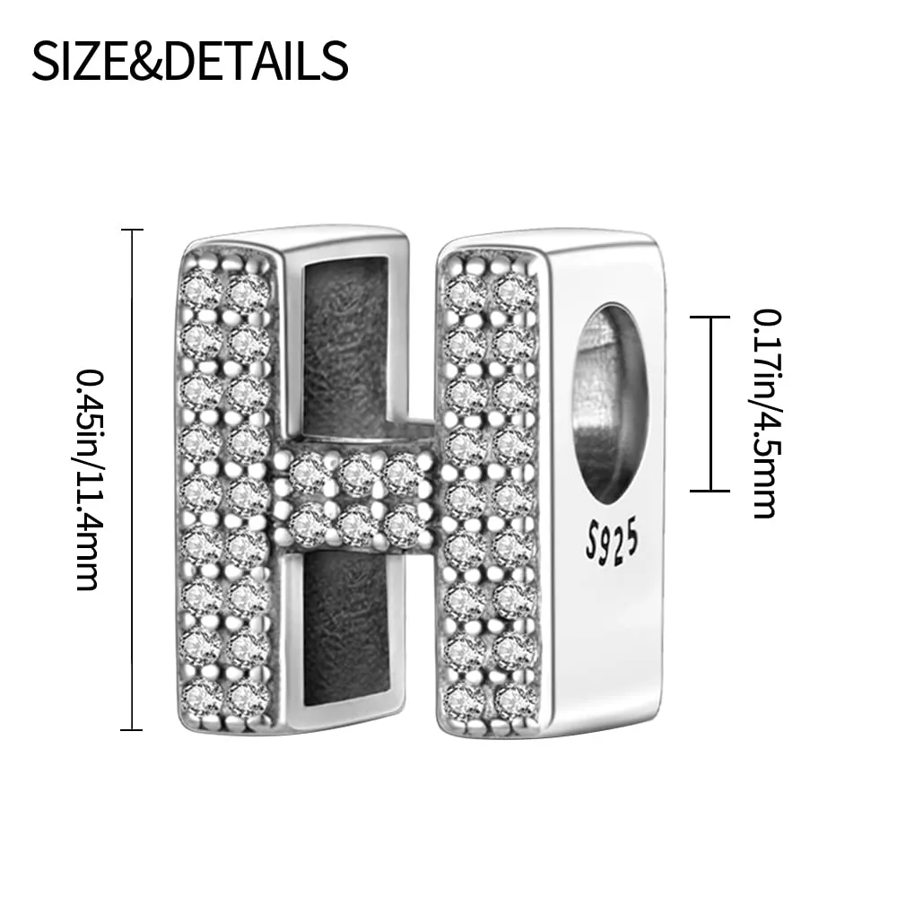 Pandach Bead Charm Ciondolo Argento Sterling 925 Lettere con Cubic Zirconia per Braccialetti e Collane Europei - immagine 3