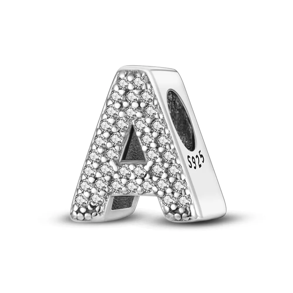 Pandach Ciondolo a forma di lettera in argento sterling 925 per braccialetti e collane - immagine 1