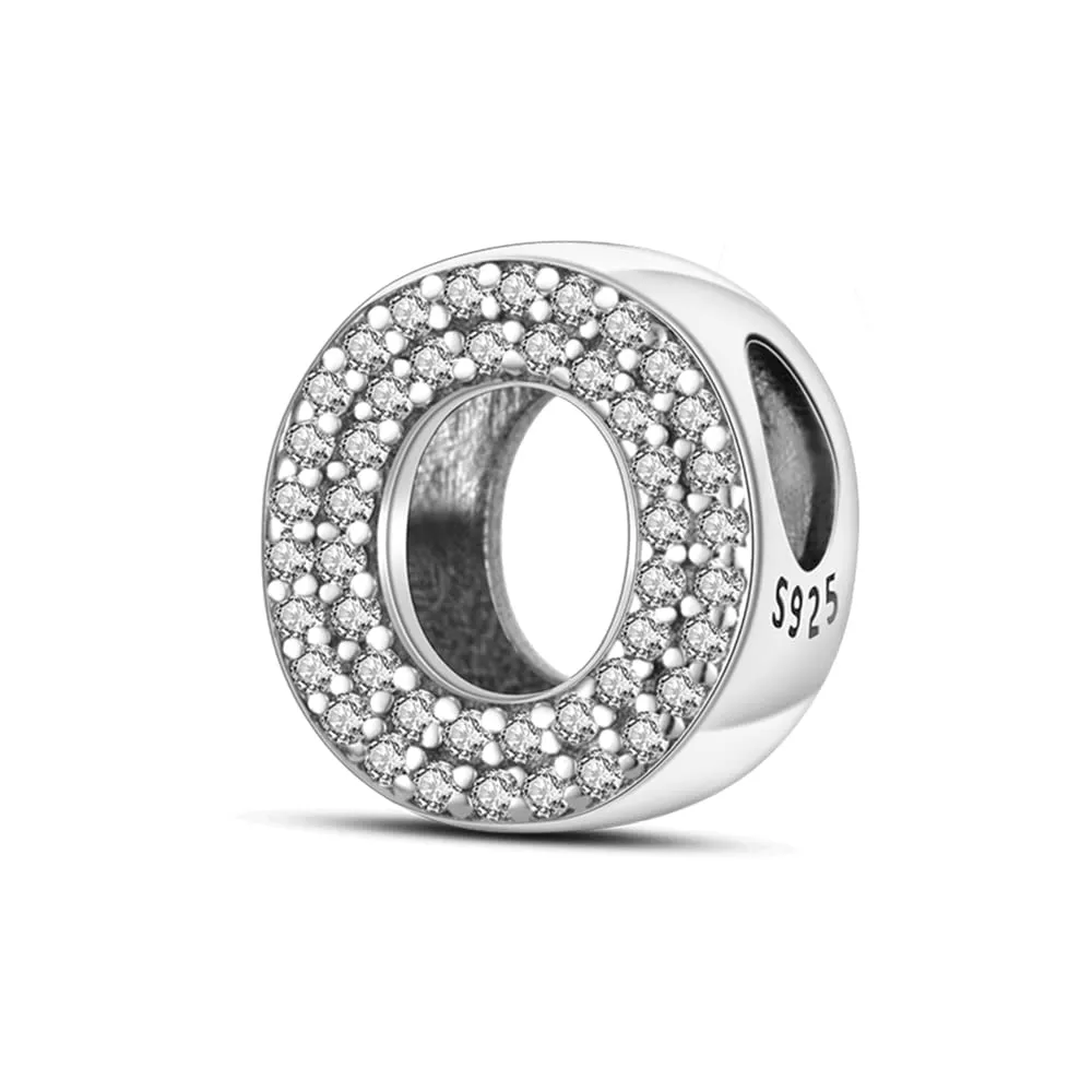 Pandach Bead Charm Ciondolo Argento Sterling 925 con Lettere e Cubic Zirconia per Braccialetti e Collane Europei - immagine 1