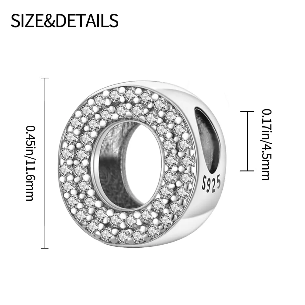 Pandach Bead Charm Ciondolo Argento Sterling 925 con Lettere e Cubic Zirconia per Braccialetti e Collane Europei - immagine 6