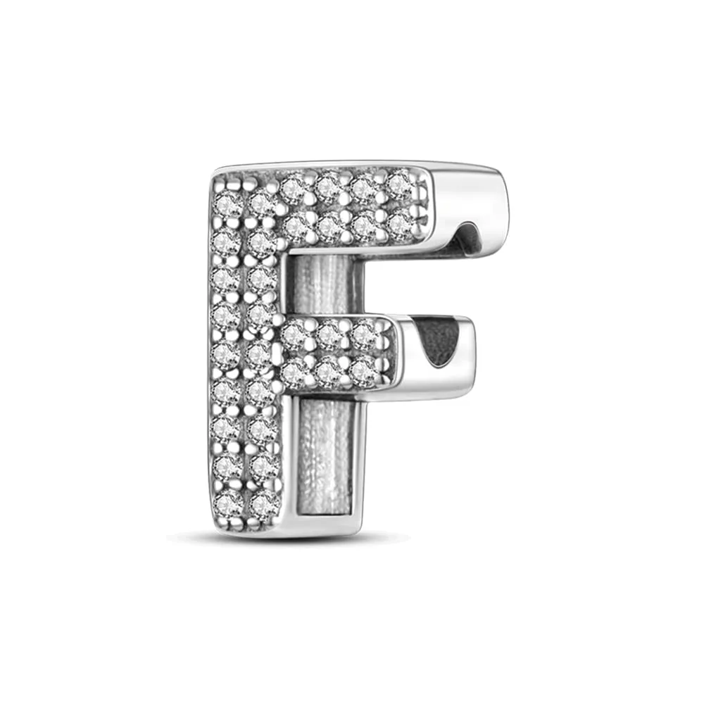 Pandach Ciondolo a forma di lettera in argento Sterling 925 e zirconi sintetici, compatibile con braccialetti europei - immagine 1