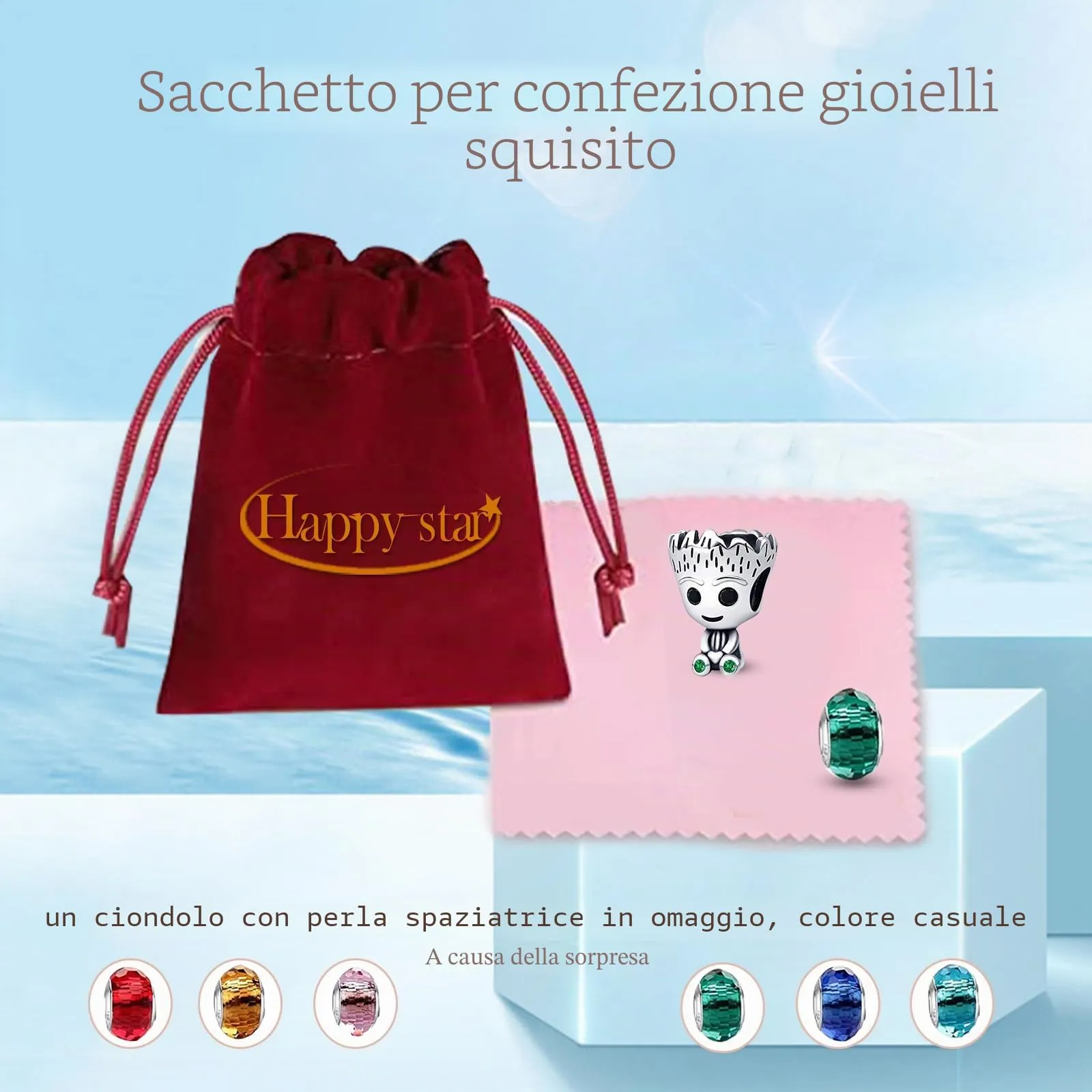 HappyStar Charm in Argento 925 per Braccialetti Europei e Collane - immagine 5