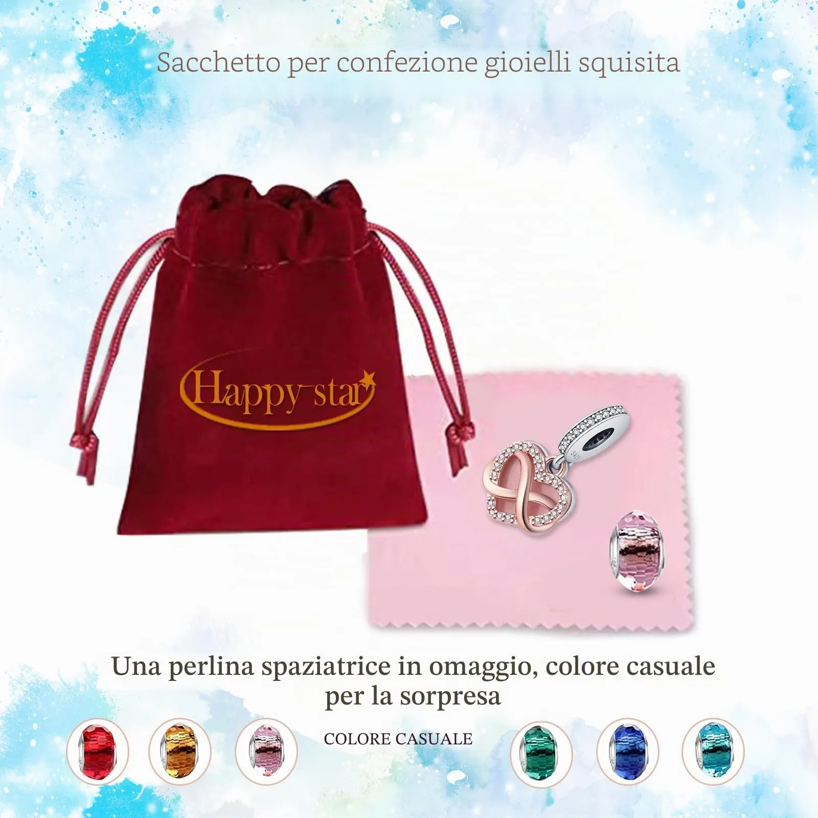 HappyStar Charm in Argento 925 per Braccialetti Europei e Collane - immagine 4