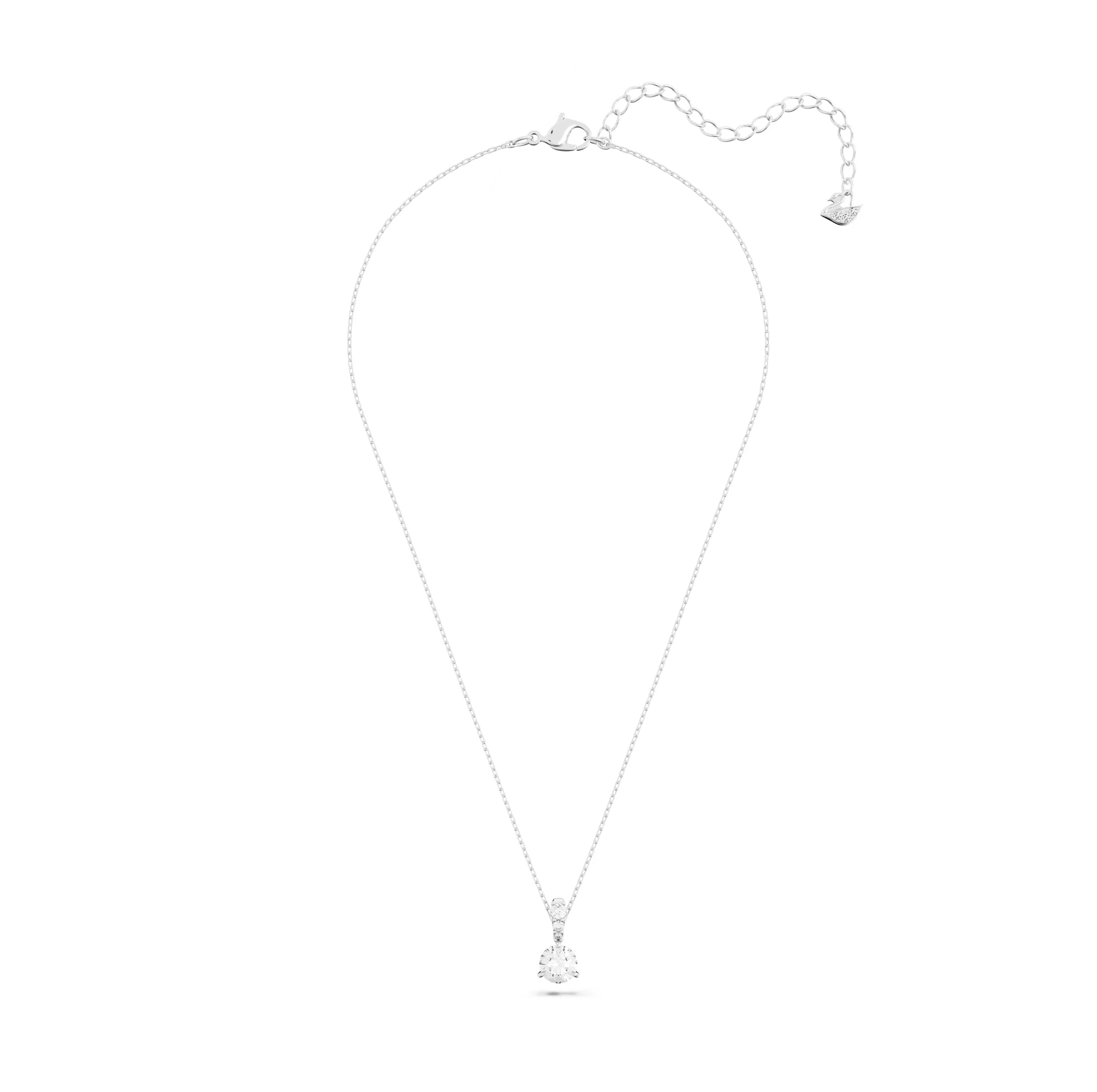 Swarovski Pendente Solitaire Taglio Round Bianco Placcato Rodio - immagine 2
