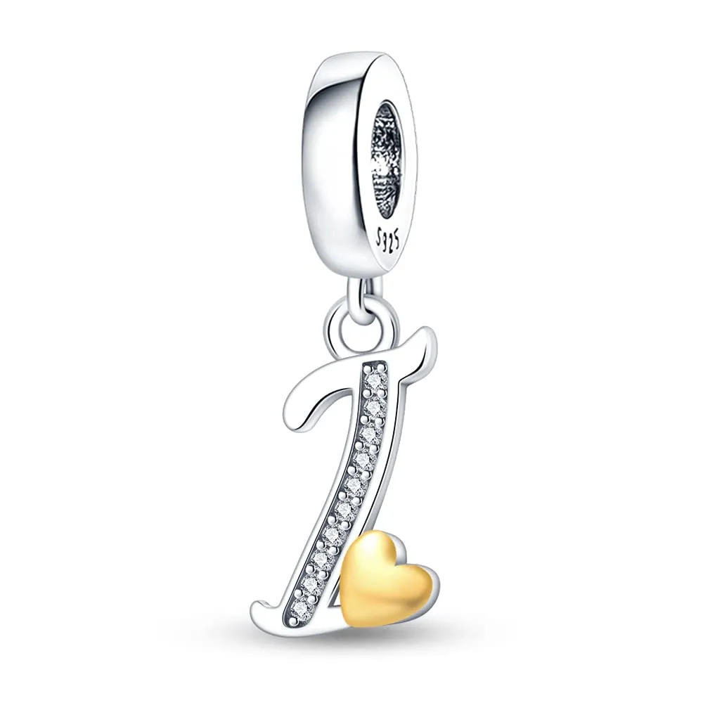 Pandach Bead Charm Ciondolo Argento Sterling 925 Lettere con Cubic Zirconia per Braccialetti e Collane Europei - immagine 1