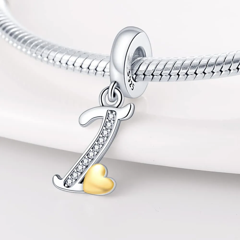 Pandach Bead Charm Ciondolo Argento Sterling 925 Lettere con Cubic Zirconia per Braccialetti e Collane Europei - immagine 3