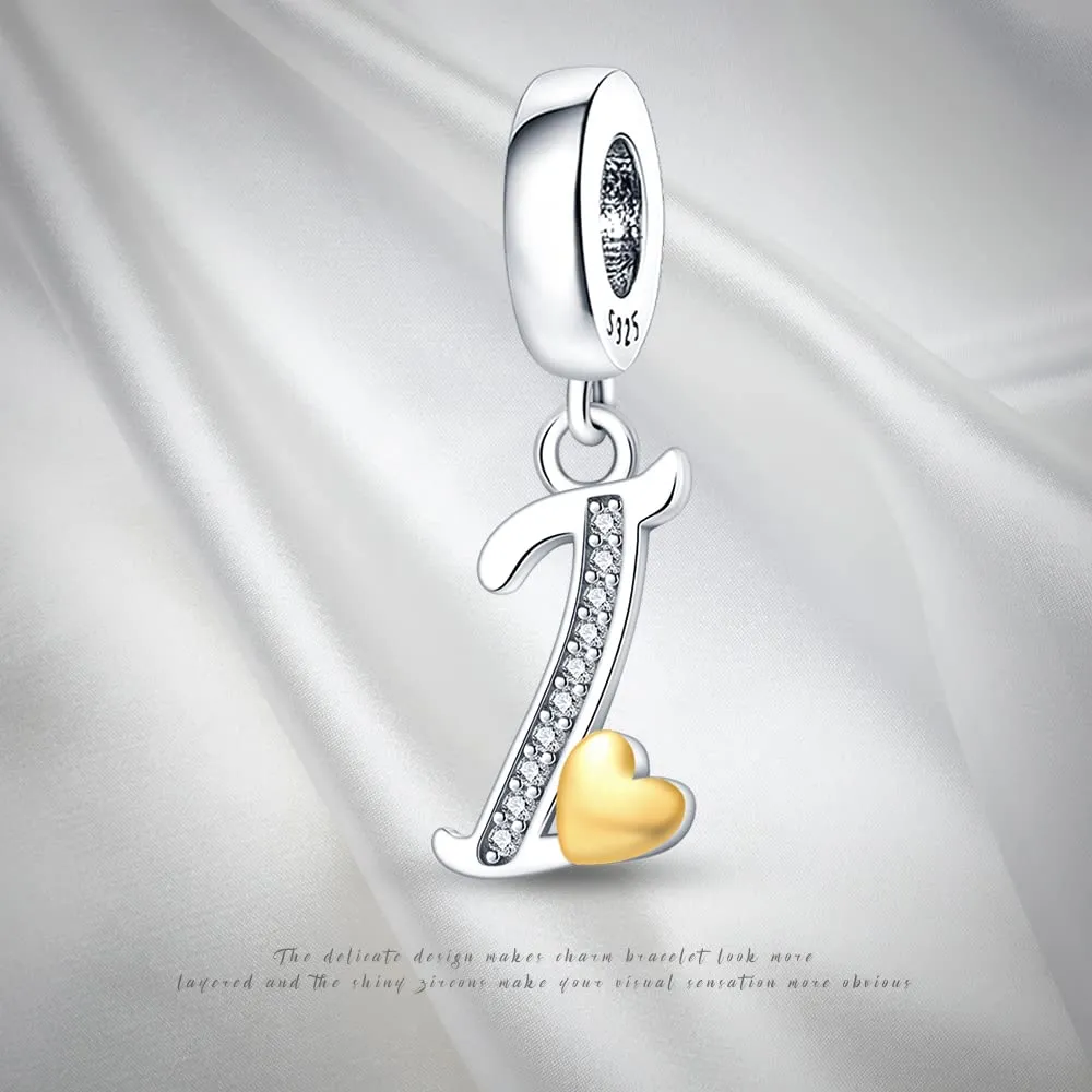 Pandach Bead Charm Ciondolo Argento Sterling 925 Lettere con Cubic Zirconia per Braccialetti e Collane Europei - immagine 6