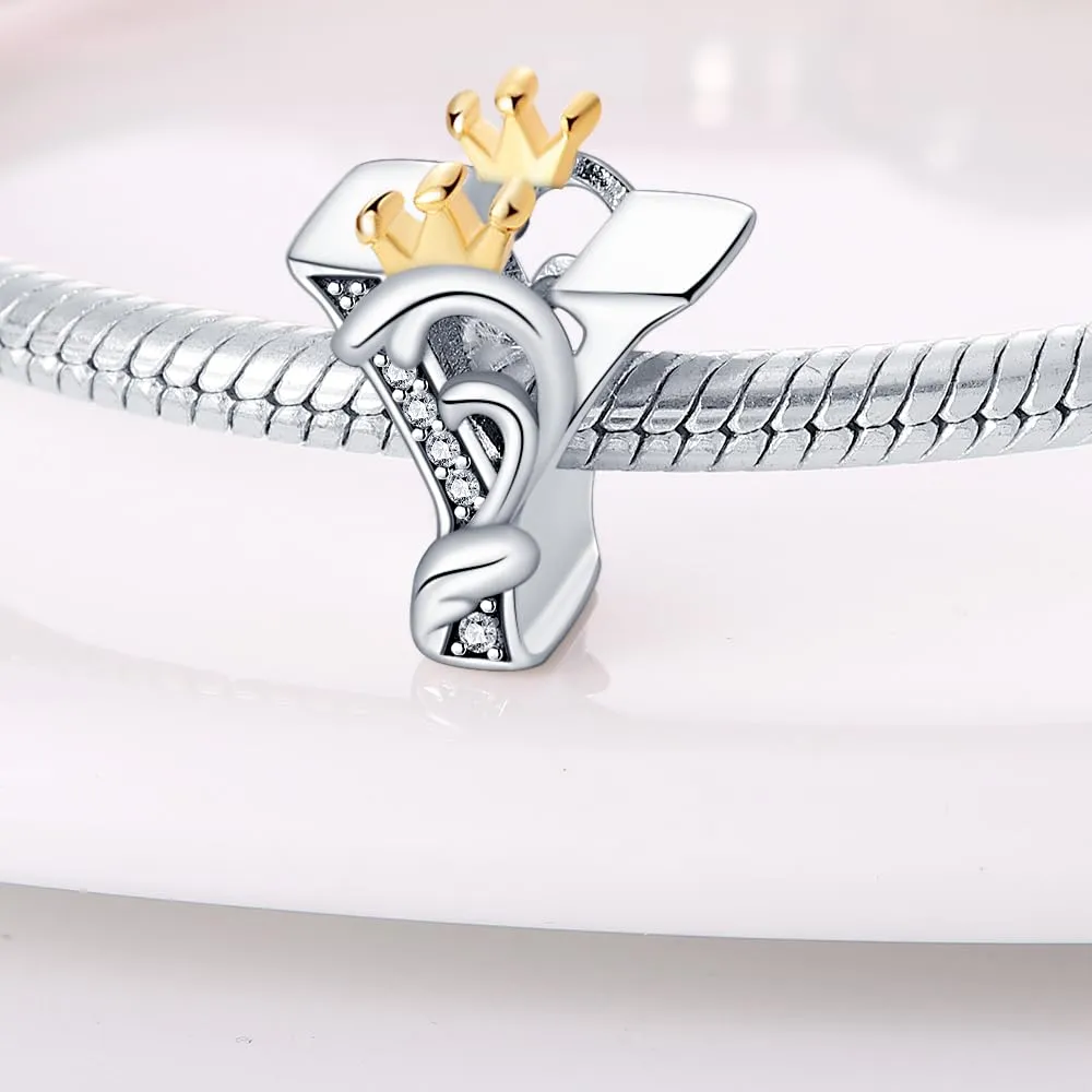 Pandach Ciondolo Lettere in Argento Sterling 925 con Cubic Zirconia per Braccialetti e Collane Europei - immagine 2