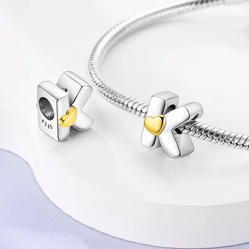Pandach Bead Charm Ciondolo Argento Sterling 925 Lettere con Cubic Zirconia per Braccialetti e Collane Europei - immagine 2