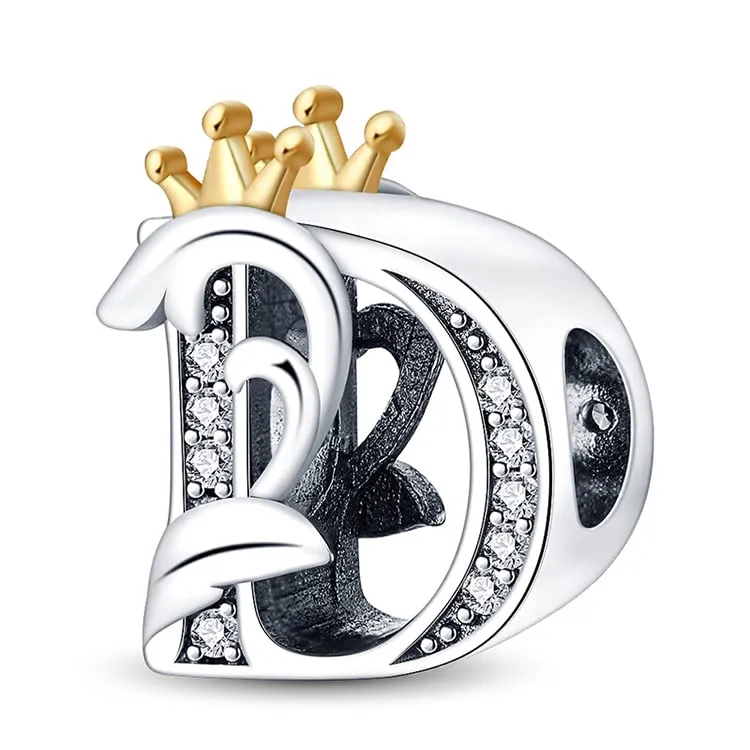 Pandach Bead Charm in Argento Sterling 925 con Lettere e Cubic Zirconia, Compatibile con Braccialetti e Collane Europei - immagine 1