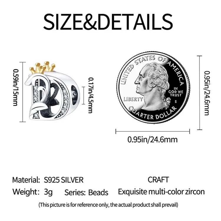 Pandach Bead Charm in Argento Sterling 925 con Lettere e Cubic Zirconia, Compatibile con Braccialetti e Collane Europei - immagine 4
