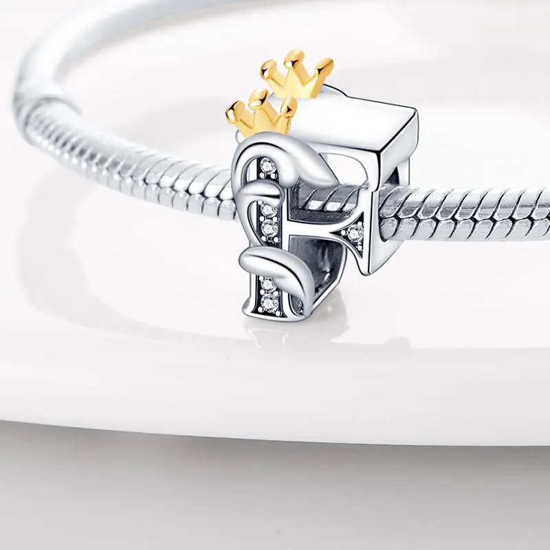 Pandach Ciondolo Lettere in Argento Sterling 925 con Cubic Zirconia, Compatibile con Braccialetti e Collane Europei - immagine 2