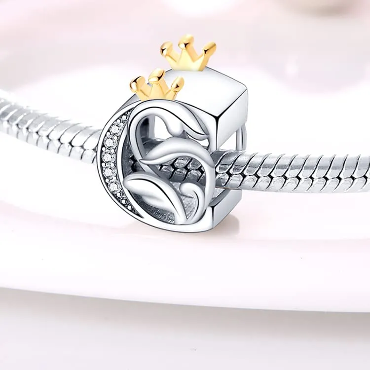 Pandach Bead Charm Argento Sterling 925 Lettere con Cubic Zirconia per Braccialetti e Collane Europee - immagine 2