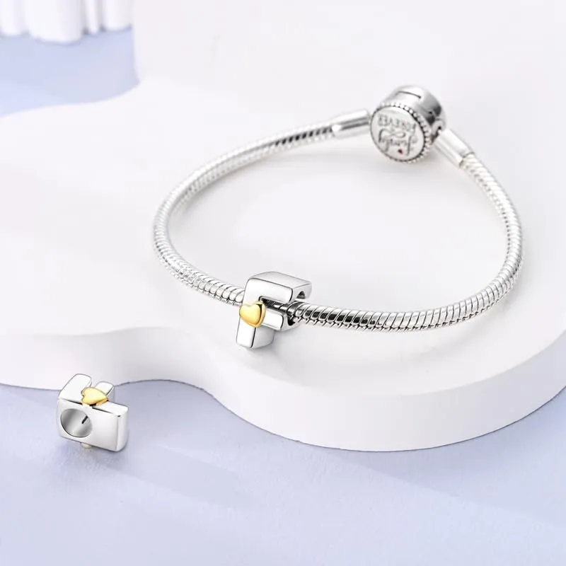 Pandach Bead Charm Ciondolo Argento Sterling 925 Lettere con Cubic Zirconia per Braccialetti e Collane Europei - immagine 3
