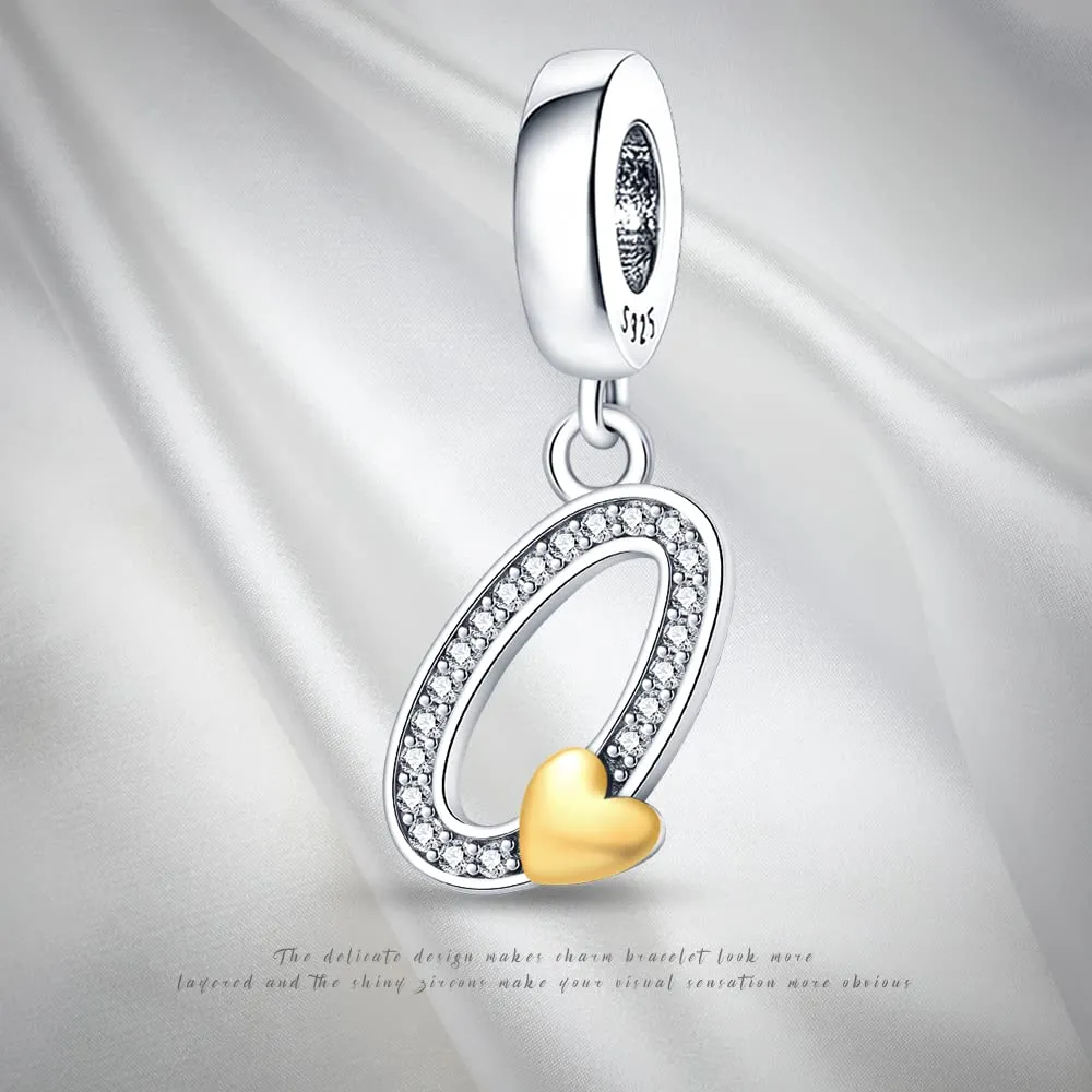 Pandach Bead Charm Ciondolo Argento Sterling 925 Lettere con Cubic Zirconia per Braccialetti e Collane Europei - immagine 5