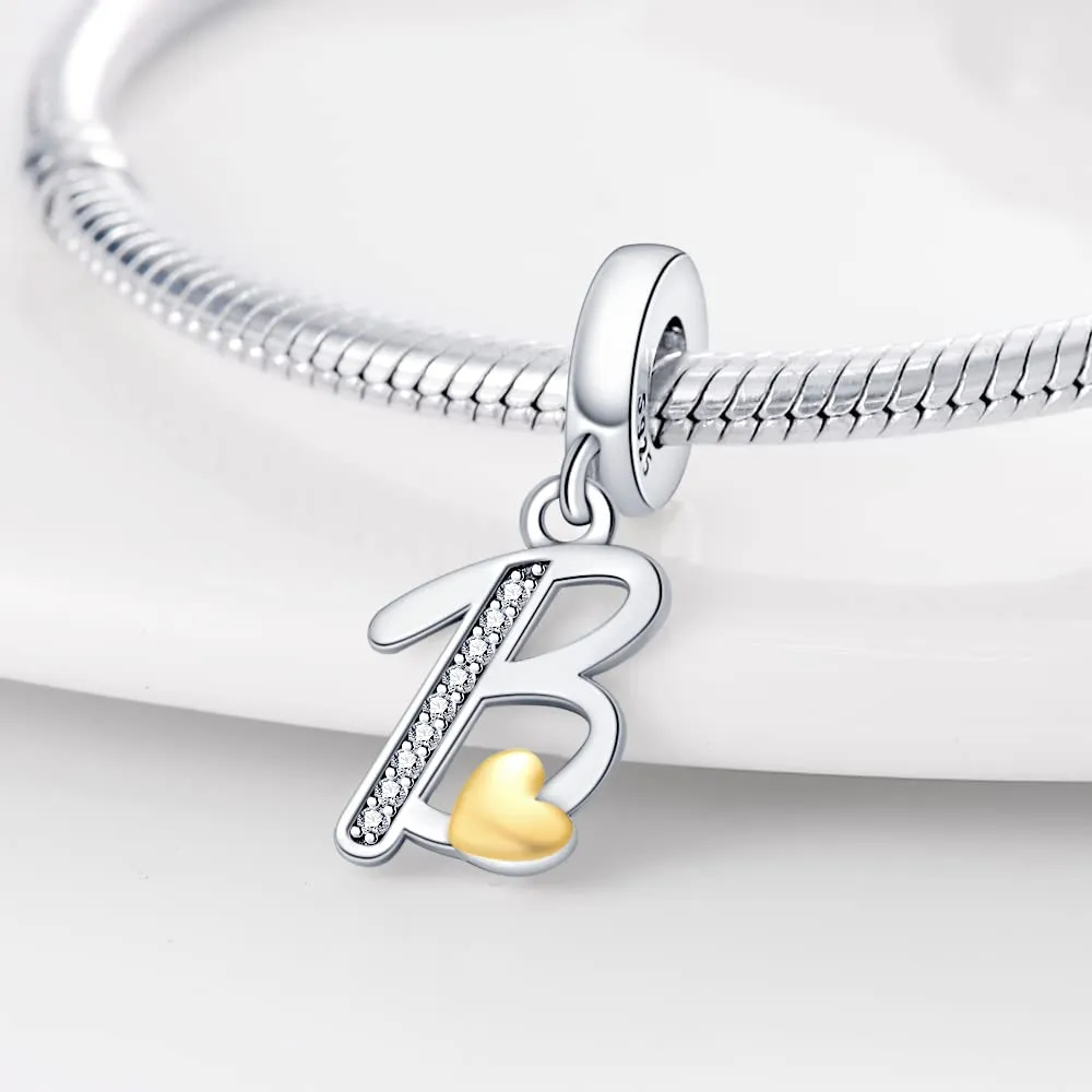 Pandach Bead Charm Ciondolo Argento Sterling 925 Lettere con Cubic Zirconia per Braccialetti e Collane Europee - immagine 2