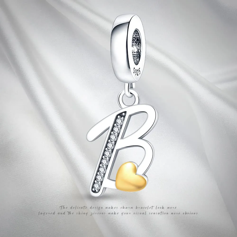 Pandach Bead Charm Ciondolo Argento Sterling 925 Lettere con Cubic Zirconia per Braccialetti e Collane Europee - immagine 6