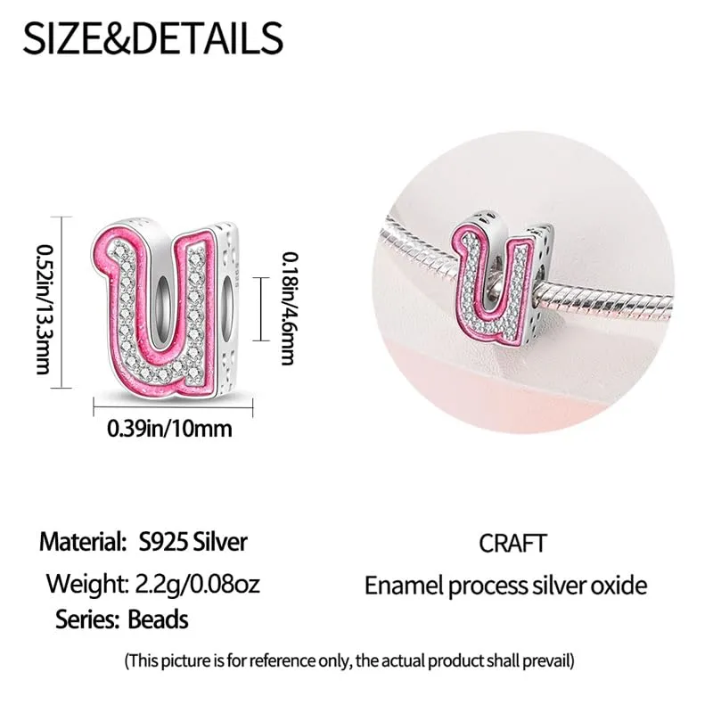 Pandach Bead Charm Ciondolo Argento Sterling 925 Lettere con Cubic Zirconia per Braccialetti e Collane Europei - immagine 5