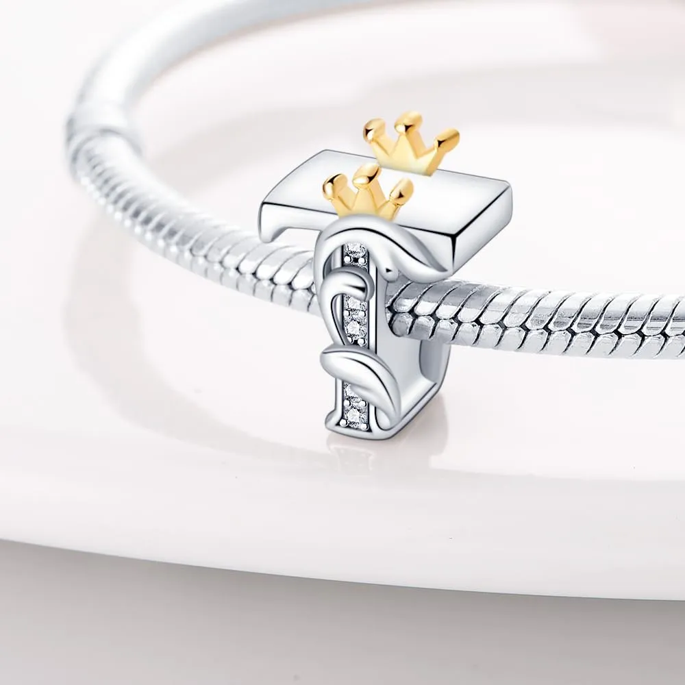 Pandach Bead Charm Ciondolo Argento Sterling 925 Lettere con Cubic Zirconia per Braccialetti e Collane Europei - immagine 2