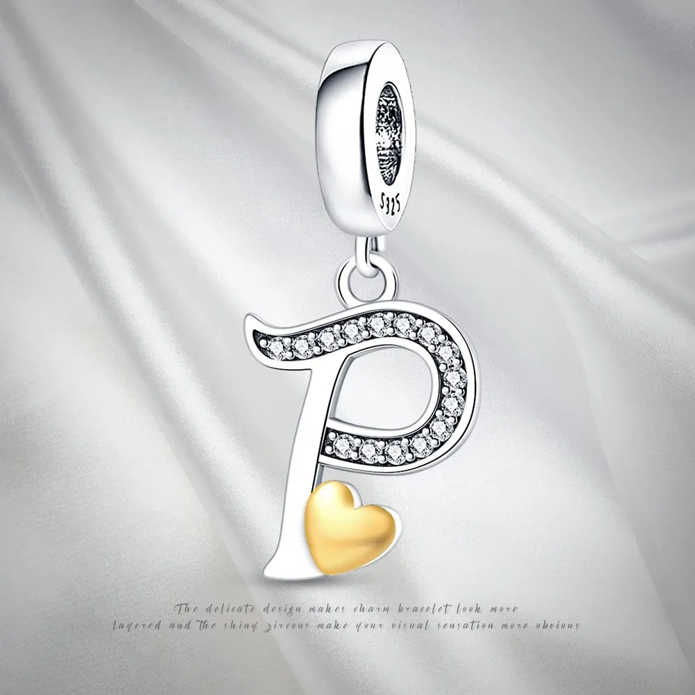 Pandach Bead Charm Ciondolo Argento Sterling 925 Lettere con Cubic Zirconia per Braccialetti e Collane Europei - immagine 6