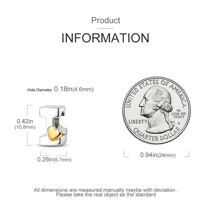 Pandach Bead Charm Ciondolo Argento Sterling 925 Lettere con Cubic Zirconia per Braccialetti e Collane Europei - immagine 5