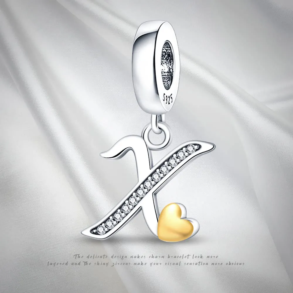 Pandach Bead Charm Ciondolo Argento Sterling 925 Lettere con Cubic Zirconia per Braccialetti e Collane Europei - immagine 5