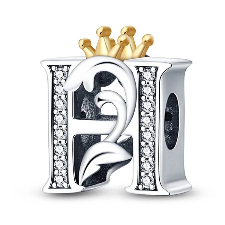 Pandach Bead Charm in Argento Sterling 925 con Lettere e Cubic Zirconia per Braccialetti e Collane Europei - immagine 1