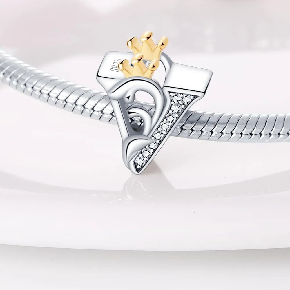 Pandach Bead Charm in Argento Sterling 925 con Lettere e Cubic Zirconia per Braccialetti e Collane Europei - immagine 2