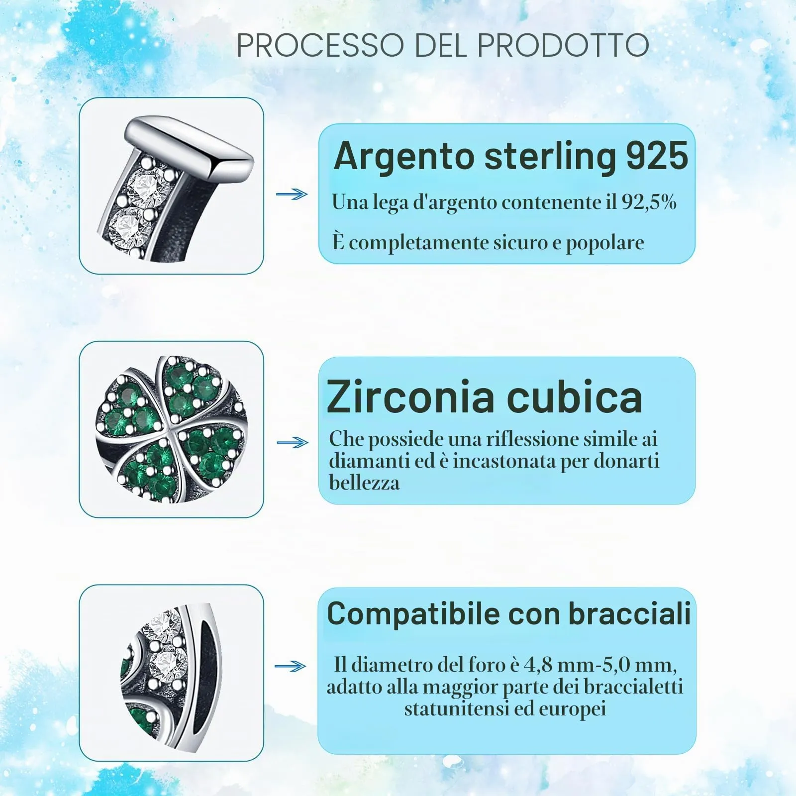 HappyStar Charm in Argento 925 per Braccialetti Europei e Collane - immagine 4