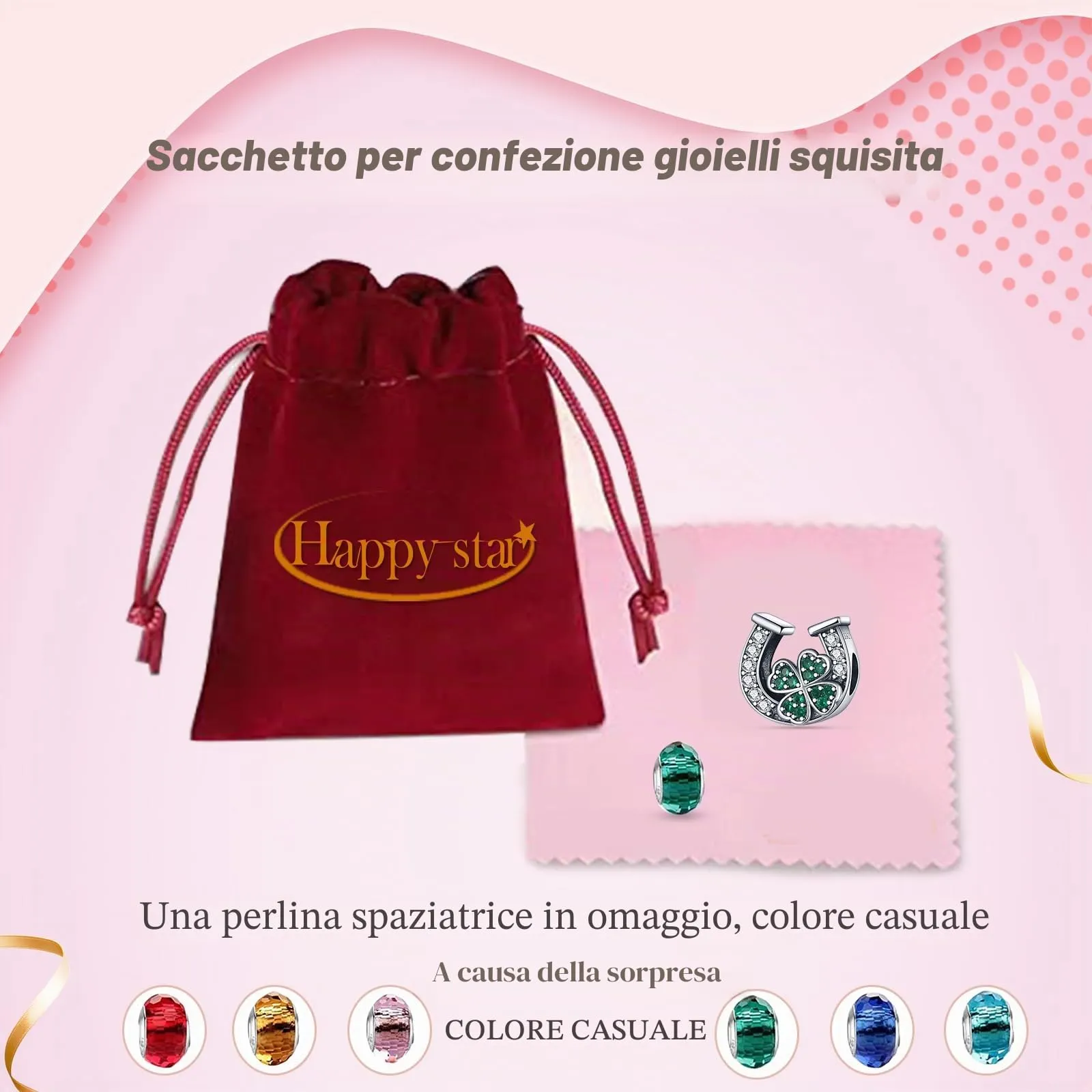 HappyStar Charm in Argento 925 per Braccialetti Europei e Collane - immagine 6