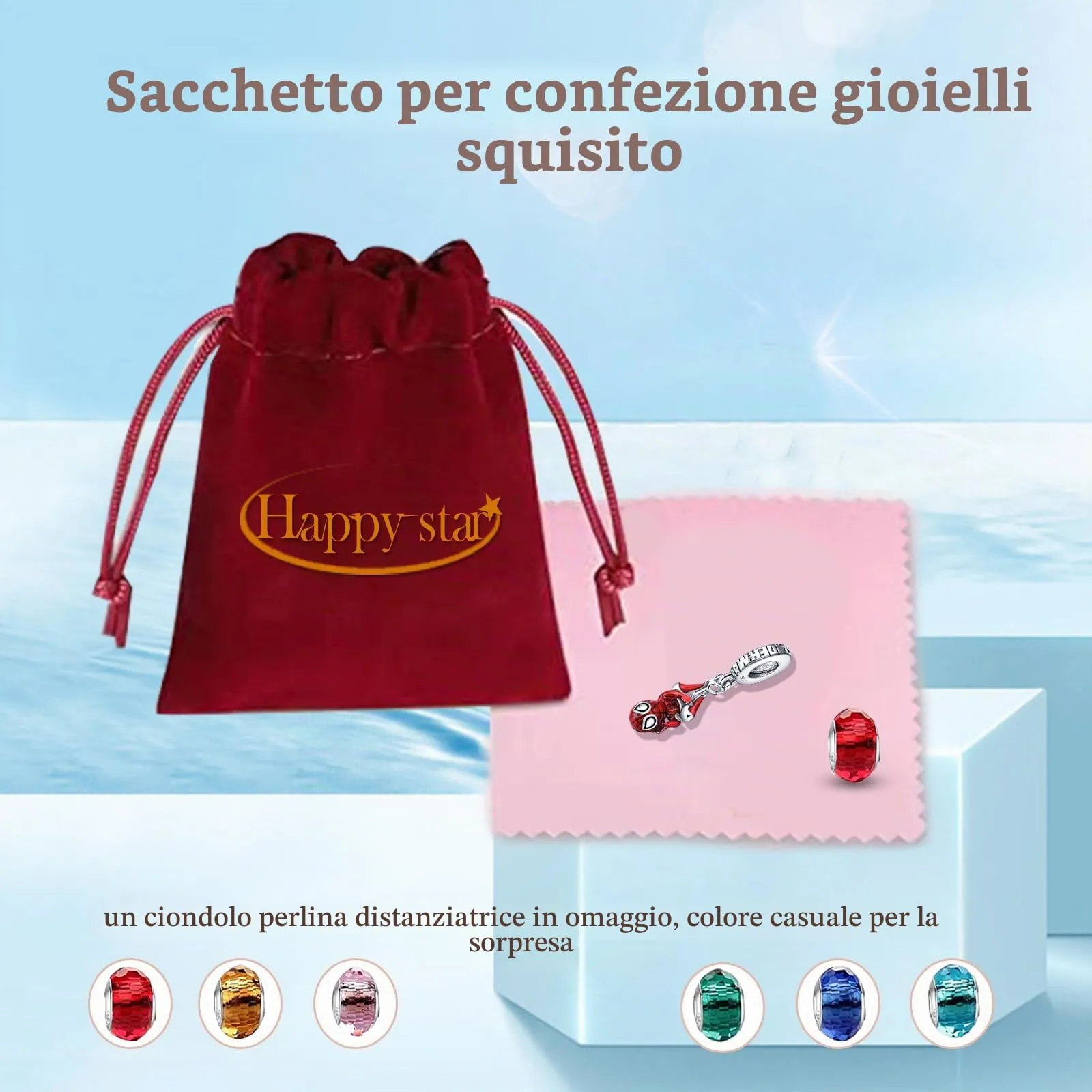 HappyStar Charm in Argento 925 per Braccialetti Europei e Collane - immagine 4