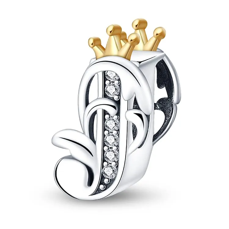 Pandach Bead Charm Argento Sterling 925 Lettere con Cubic Zirconia per Braccialetti e Collane Europei - immagine 1