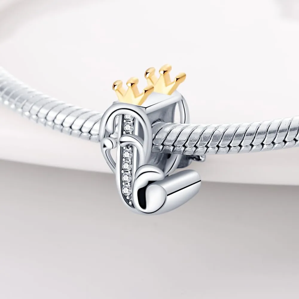Pandach Bead Charm Argento Sterling 925 Lettere con Cubic Zirconia per Braccialetti e Collane Europei - immagine 2