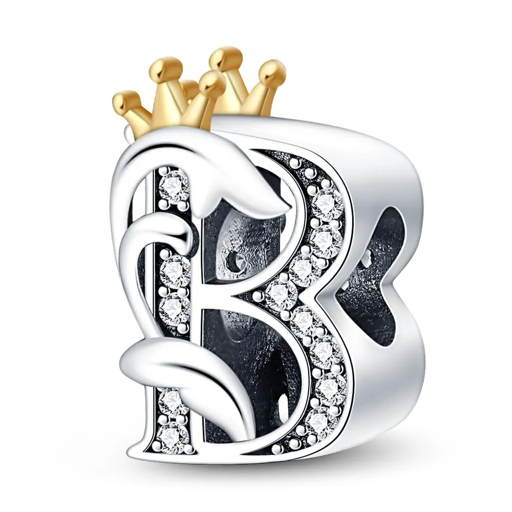 Pandach Bead Charm Ciondolo Argento Sterling 925 Lettere con Cubic Zirconia per Braccialetti e Collane Europei - immagine 1