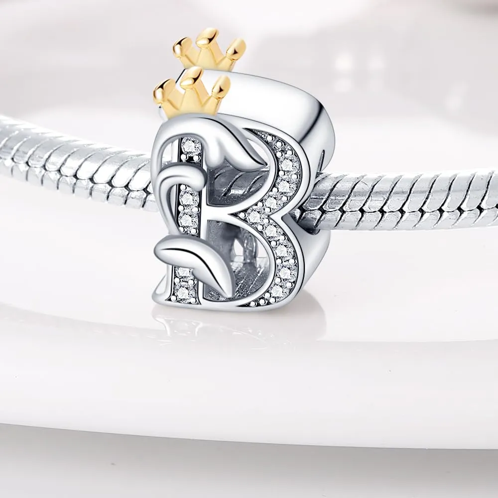 Pandach Bead Charm Ciondolo Argento Sterling 925 Lettere con Cubic Zirconia per Braccialetti e Collane Europei - immagine 2