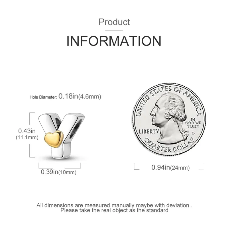 Pandach Bead Charm Ciondolo Argento Sterling 925 Lettere con Cubic Zirconia per Braccialetti e Collane Europei - immagine 5