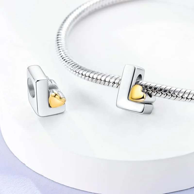 Pandach Bead Charm Ciondolo Argento Sterling 925 Lettere con Cubic Zirconia per Braccialetti e Collane Europei - immagine 2