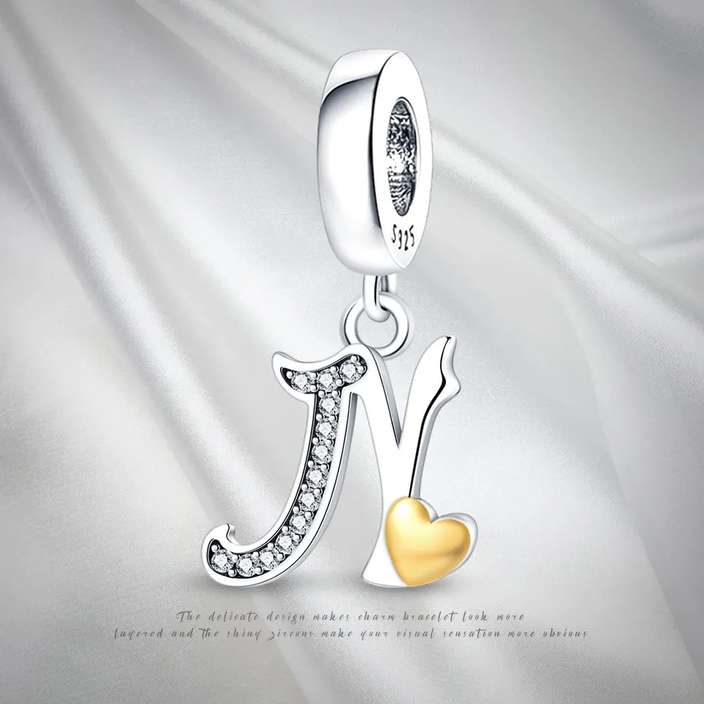Pandach Bead Charm Ciondolo Argento Sterling 925 Lettere con Cubic Zirconia per Braccialetti e Collane Europei - immagine 6