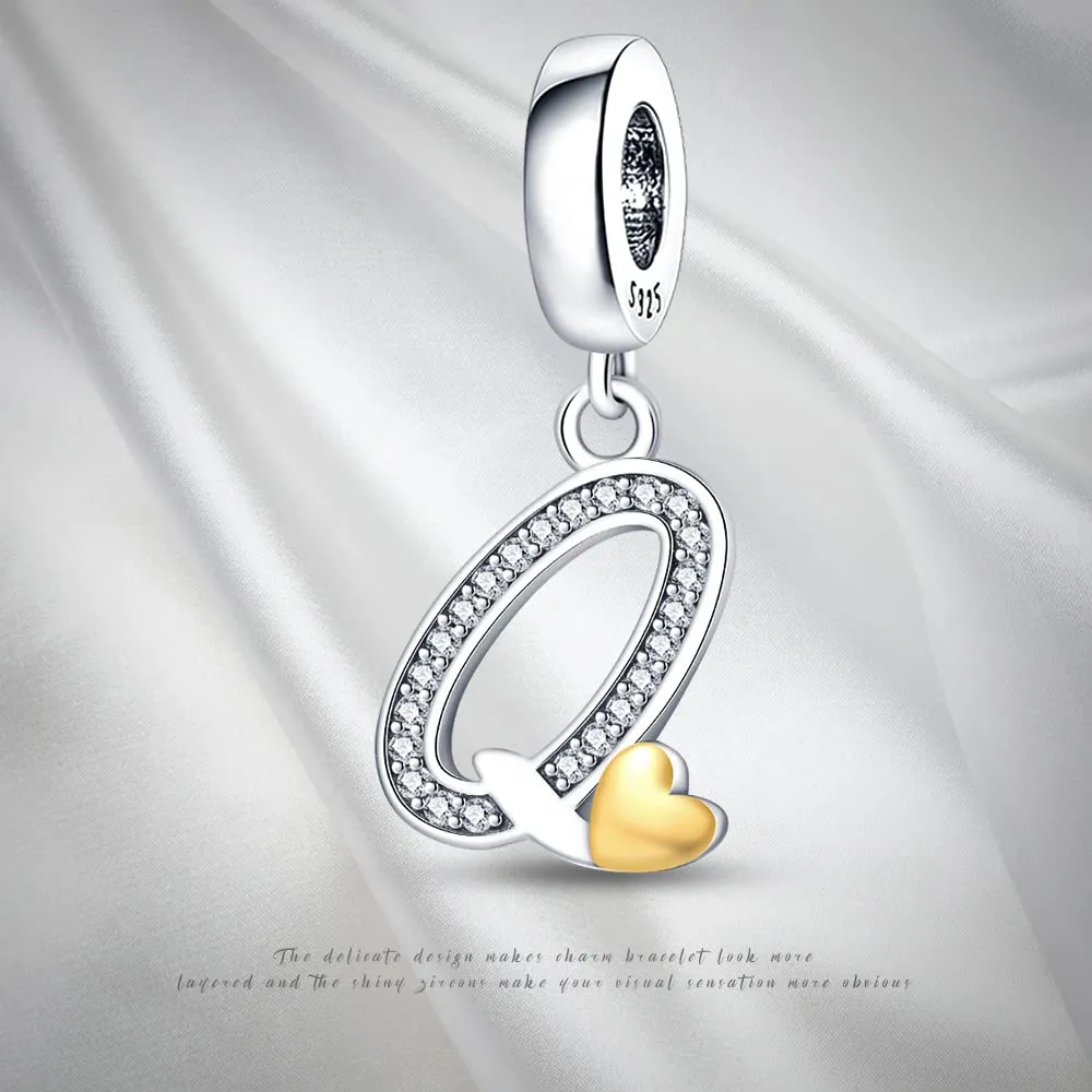 Pandach Bead Charm Ciondolo Argento Sterling 925 Lettere con Cubic Zirconia per Braccialetti e Collane Europei - immagine 6