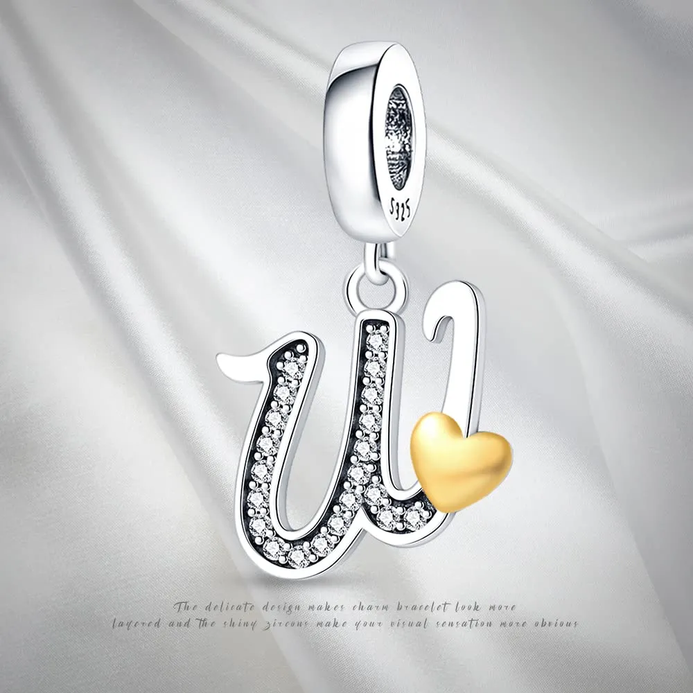 Pandach Bead Charm Ciondolo Argento Sterling 925 Lettere con Cubic Zirconia per Braccialetti e Collane Europei - immagine 7