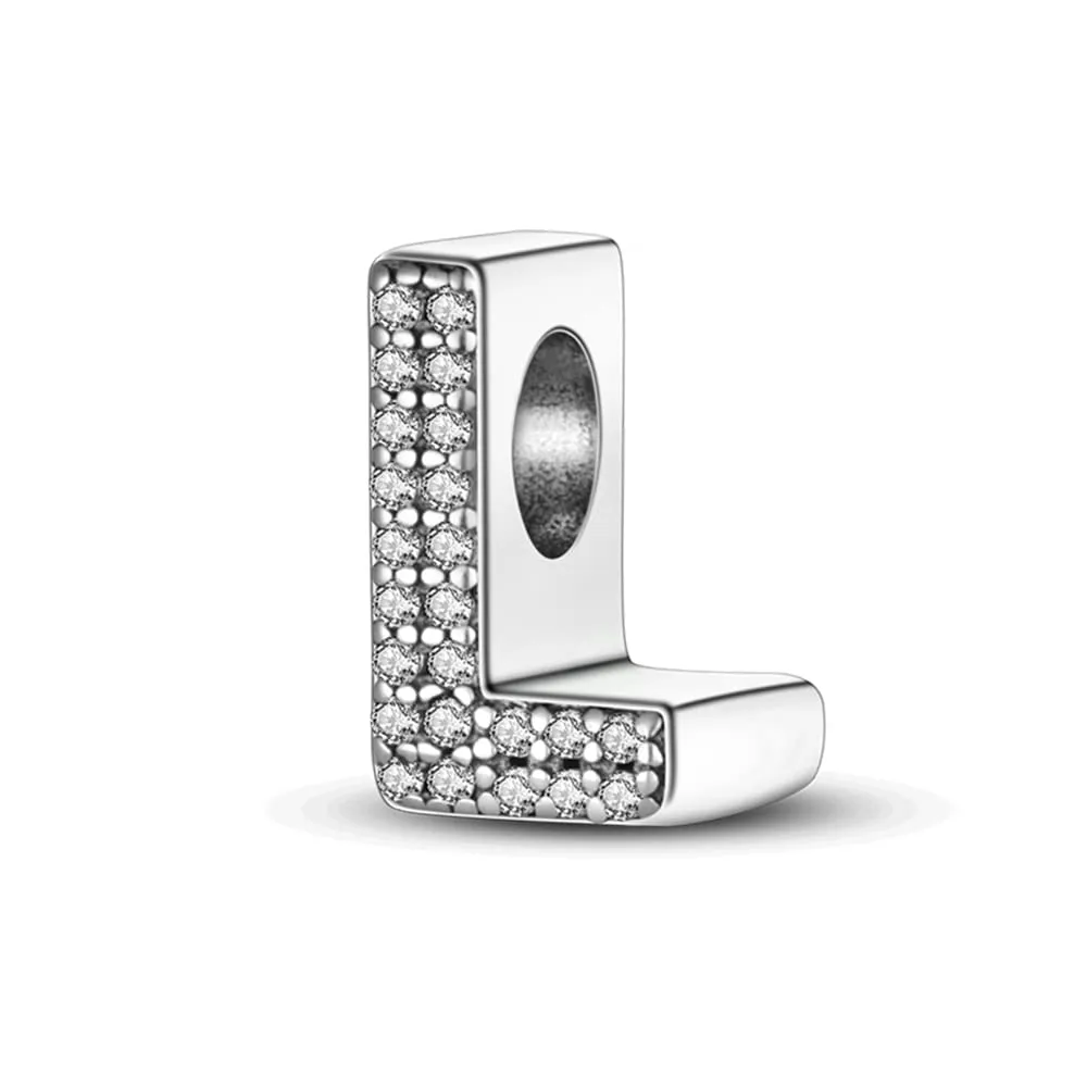 Pandach Bead Charm in Argento Sterling 925 con Lettere e Cubic Zirconia, Compatibile con Braccialetti e Collane Europei - immagine 1