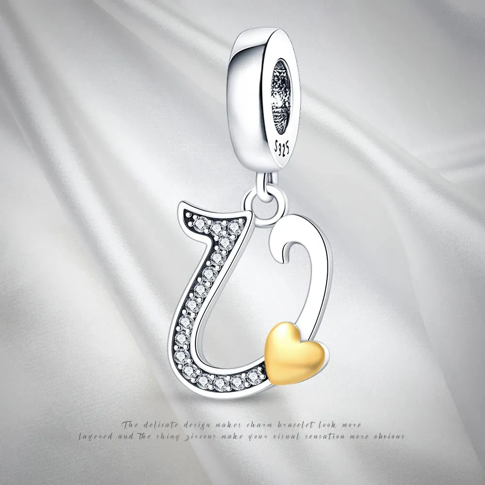 Pandach Bead Charm Ciondolo Argento Sterling 925 Lettere con Cubic Zirconia per Braccialetti e Collane Europei - immagine 5