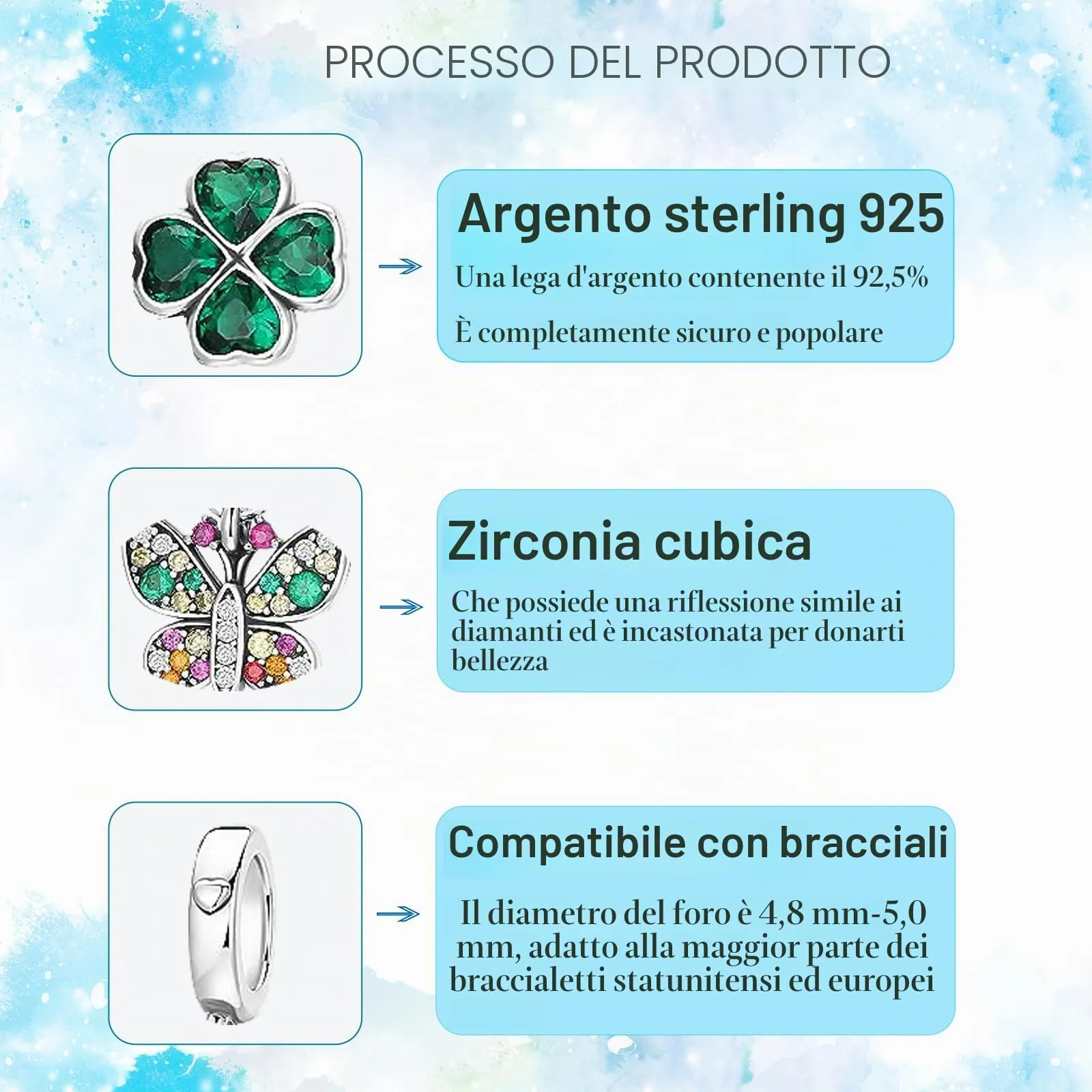 HappyStar Charm in Argento 925 per Braccialetti Europei e Collane - immagine 3