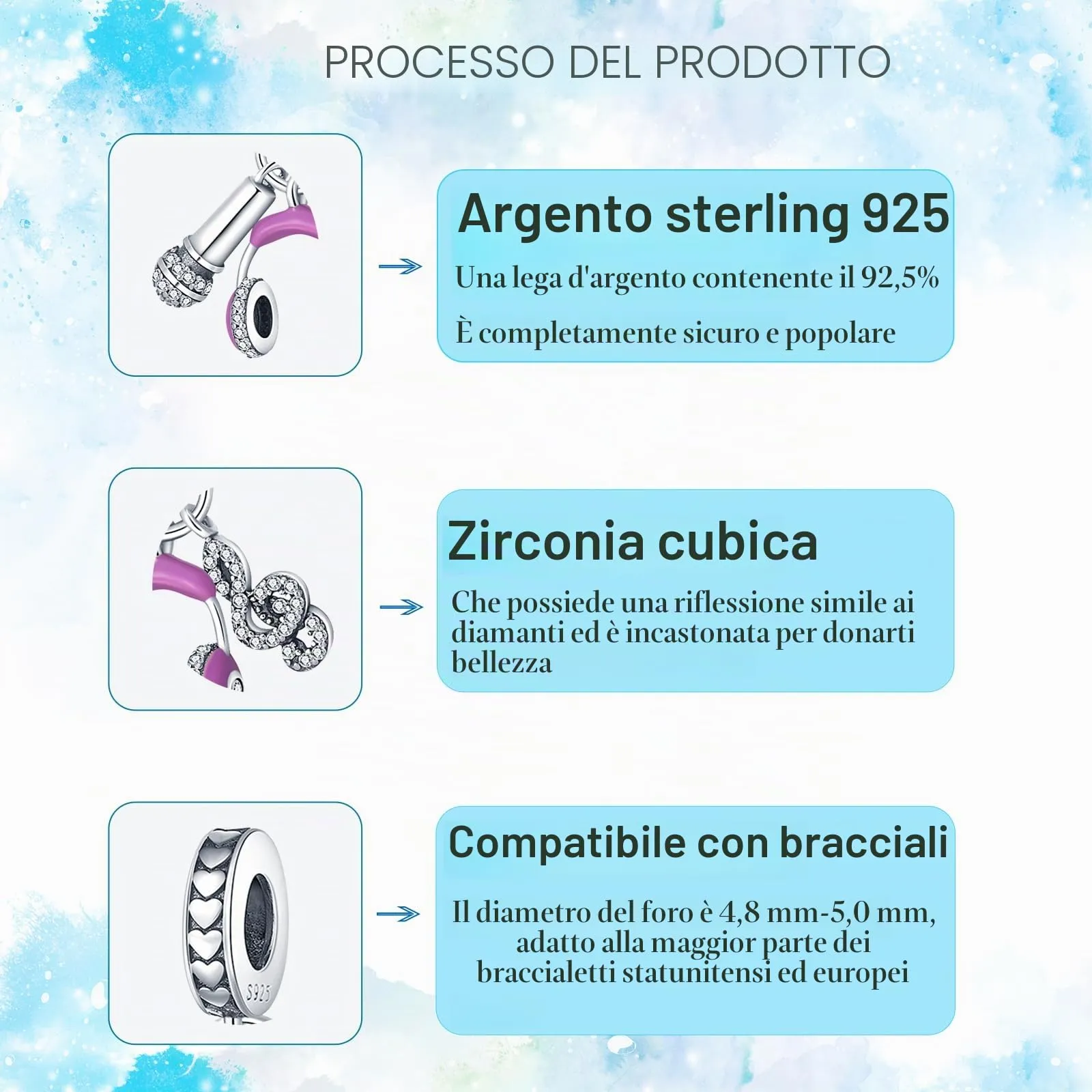 HappyStar Charm in Argento 925 per Braccialetti Europei e Collana - immagine 4
