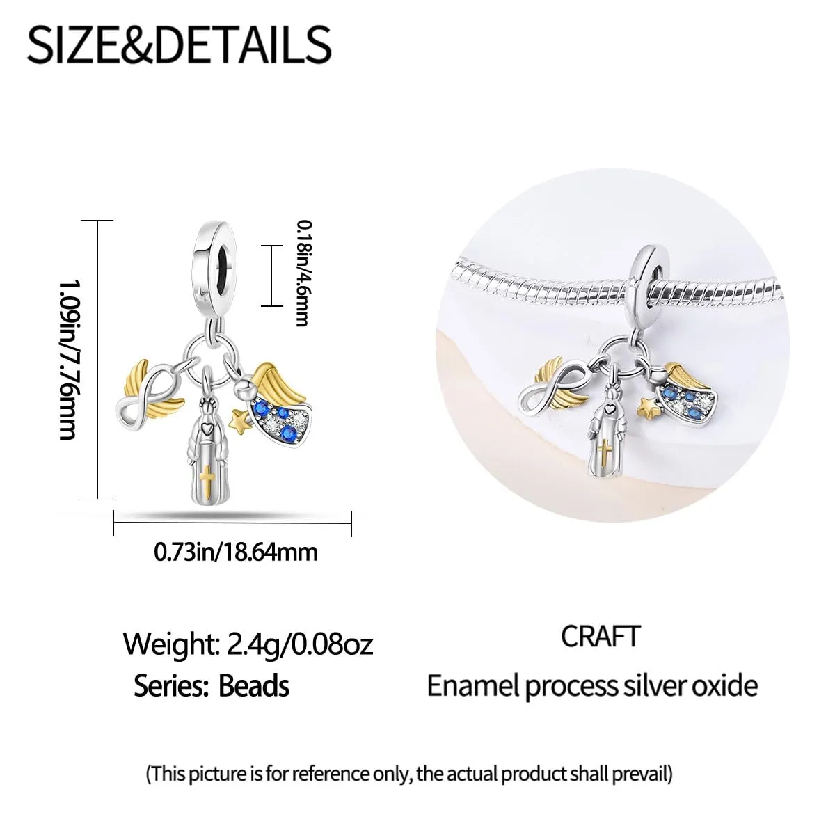 HappyStar Charm in Argento 925 per Braccialetti Europei e Collane - immagine 3