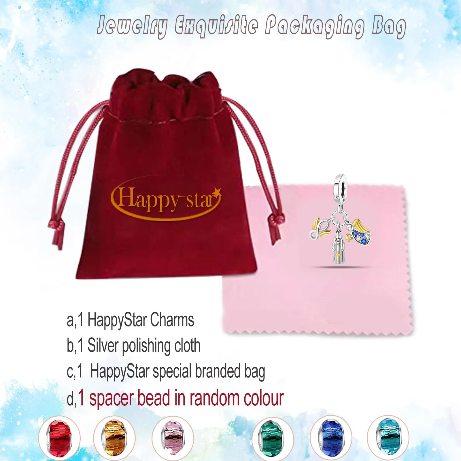 HappyStar Charm in Argento 925 per Braccialetti Europei e Collane - immagine 5