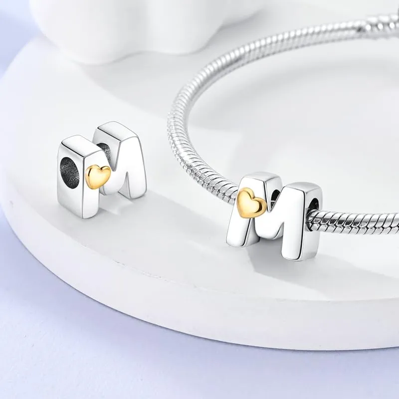Pandach Bead Charm in Argento Sterling 925 con Lettere e Cubic Zirconia, Compatibile con Braccialetti e Collane Europei - immagine 2