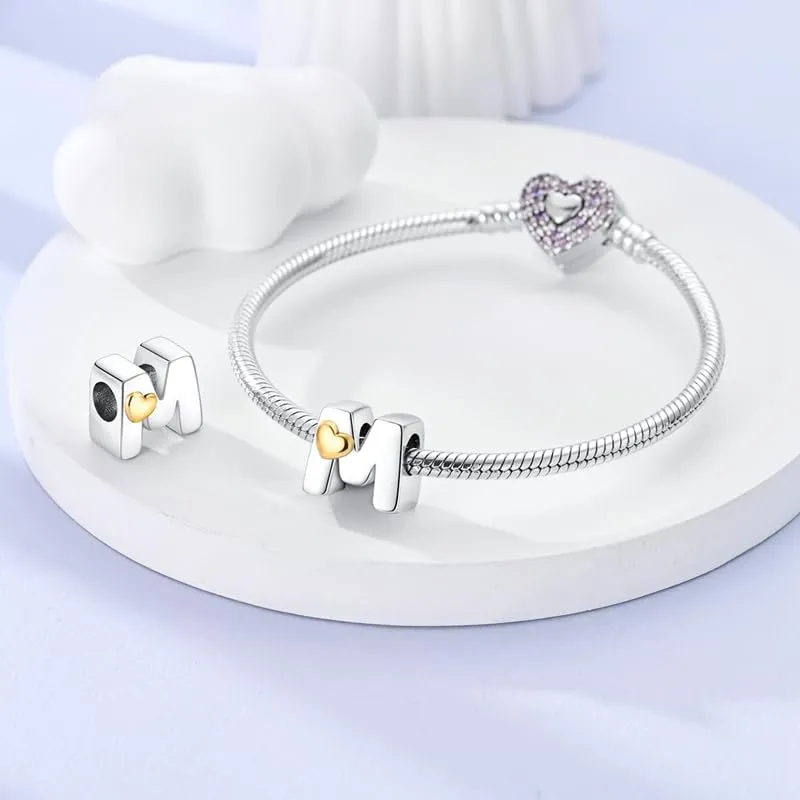 Pandach Bead Charm in Argento Sterling 925 con Lettere e Cubic Zirconia, Compatibile con Braccialetti e Collane Europei - immagine 3