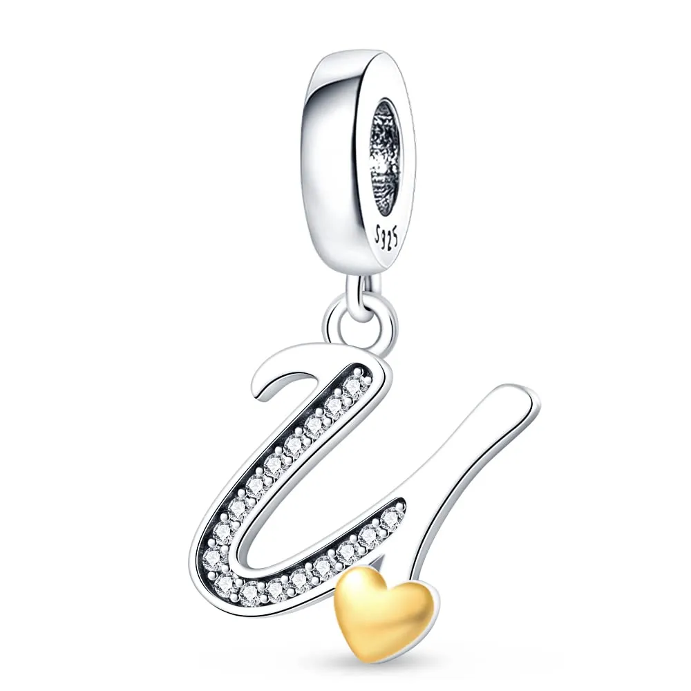 Pandach Ciondolo Lettere in Argento Sterling 925 con Cubic Zirconia per Braccialetti e Collane Europei - immagine 1