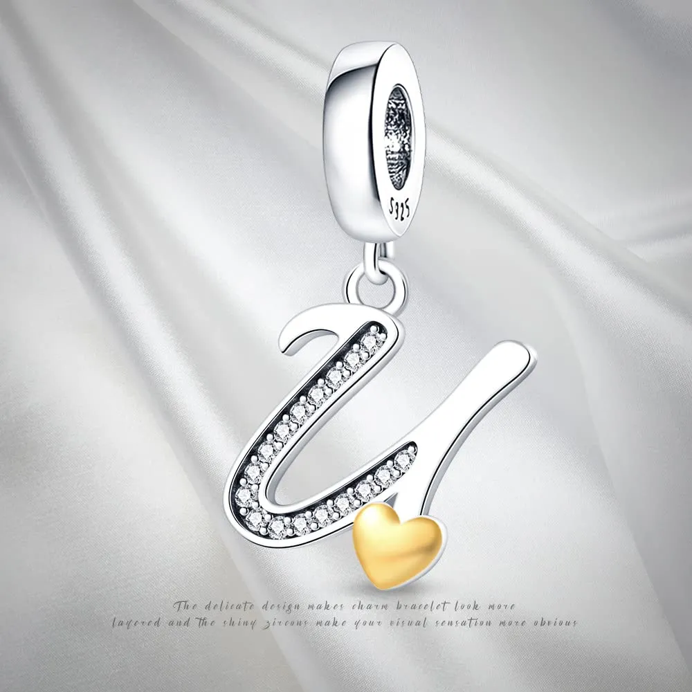 Pandach Ciondolo Lettere in Argento Sterling 925 con Cubic Zirconia per Braccialetti e Collane Europei - immagine 6